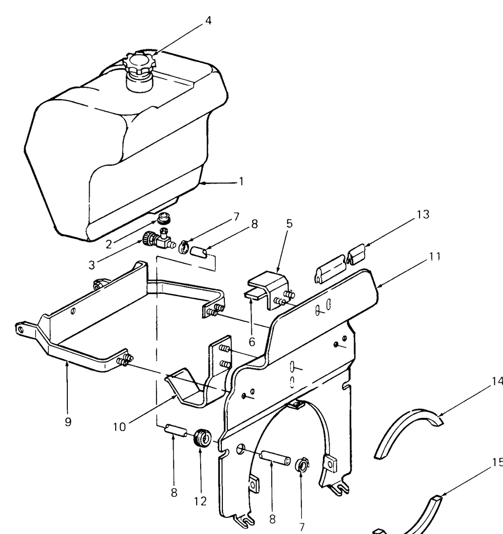 Fuel Tank And Support Diagram and Parts List for 1811 1812-756300-799999-146782100-146784100-147660100-147670100-147720100-148660100-148670100-149660100-149670100 Cub Cadet Lawn Tractor